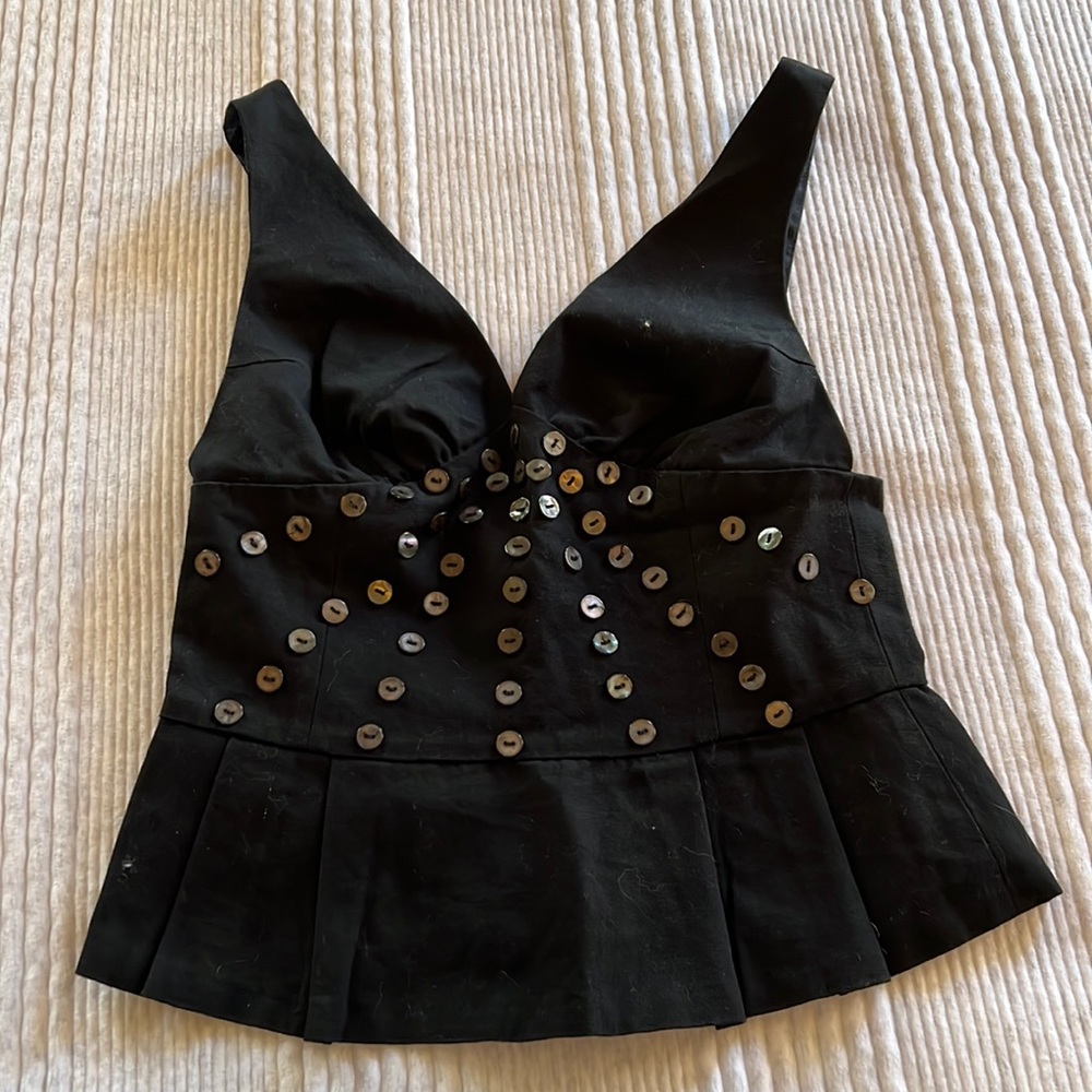 Cynthia Rowley black tank top with button details.  Size 4